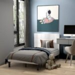 Twin Upholstered Bed Frame with Button Tufted Headboard