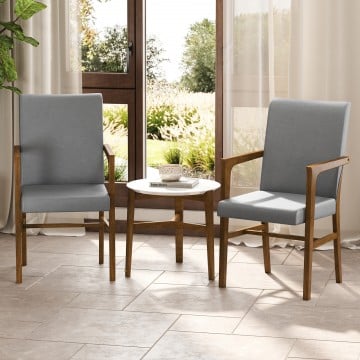 Upholstered Accent Chairs Set of 2 with High Back and Solid Wooden Frame