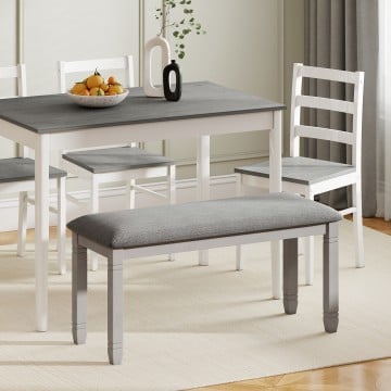 Upholstered Bedroom Bench with Padded Seat and Solid Wood Legs