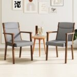 Upholstered Wooden Accent Chairs Set of 2 with High Back and Soft Cushion
