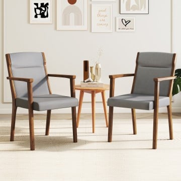 Upholstered Wooden Accent Chairs Set of 2 with High Back and Soft Cushion