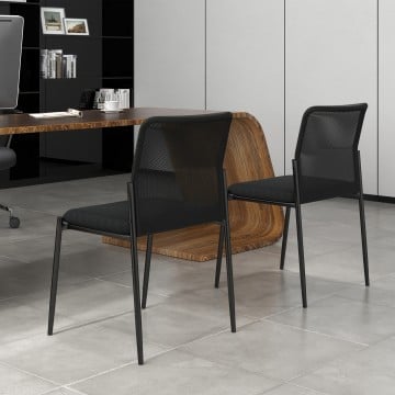 Waiting Room Chair Set of 2 with Ergonomic Mesh Backrest and Padded Seat