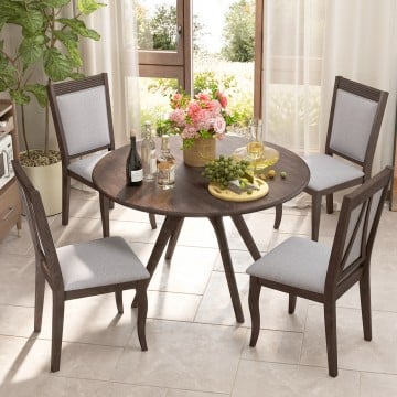 Wood Dining Chairs Set of 2 with Rubber Wood Frame and Padded Seat