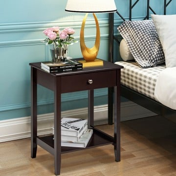 Wooden Bedside Sofa Table with Sliding Drawer