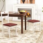 Wooden Dining Chairs Set of 2 Armless Kitchen Chairs with Hollowed Backrest